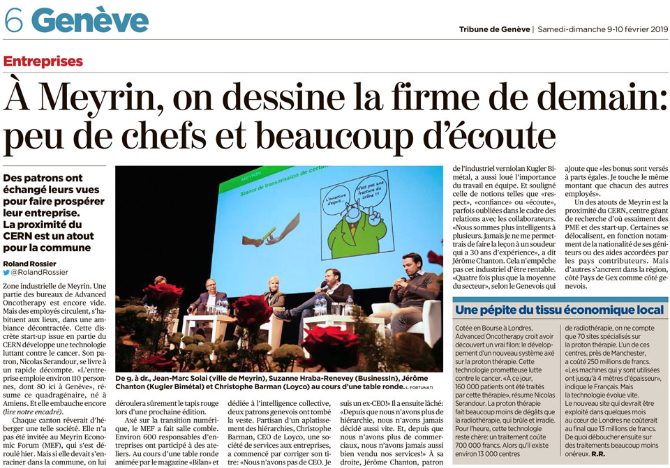 Article de la Tribune de Genève sur le Meyrin Economic Forum