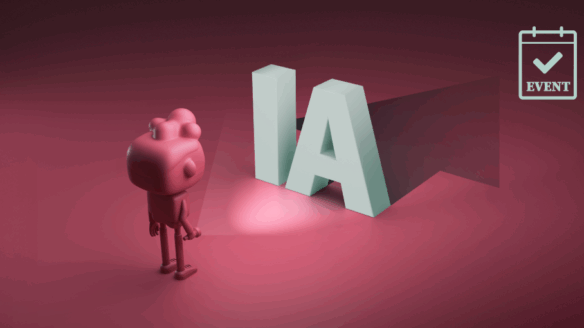 Un personnage devant des lettres IA